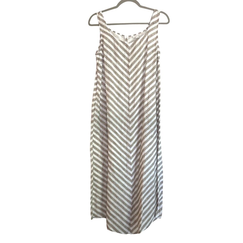 J.Jill Love Linen 100% Linen Striped Sleeveless Maxi Dress Size XS Lagenlook